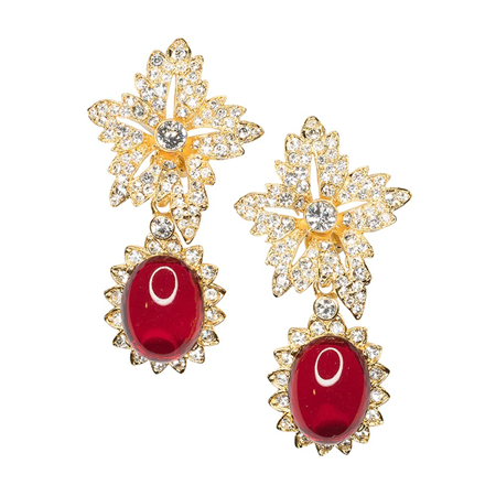 Ruby Drop Clip Earrings